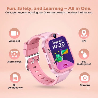 Safeguard Kids Smart Watch 5G/4G with SIM Calling, GPS Tracker, Video Calling, SOS Alerts, Face Unlock, Voice Chat, Games, IP67 Waterproof, 800mAh Battery